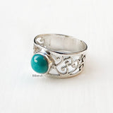 Natural Turquoise Filigree Silver Ring