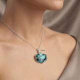 Natural Original Tibetan Turquoise pendant handcrafted in sterling silver