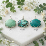 Genuine Tibetan Turquoise oval pendant in 925 sterling silver