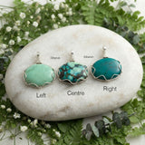 Handcrafted 925 sterling silver Natural Original Tibetan Turquoise oval pendant by Silberuh