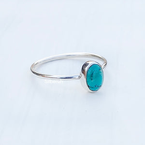 Natural Turquoise Oval Silver Ring