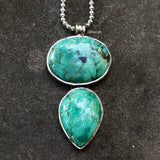 Natural Turquoise Pendant Silver Necklace