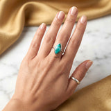 Natural Turquoise Silver Marquise Ring