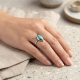 Natural Turquoise Silver Marquise Ring