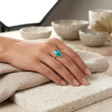 Natural Turquoise Silver Marquise Ring