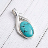 925 sterling silver Natural Turquoise twist pendant handcrafted in solid silver