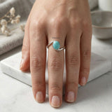 natural turquoise silver ring for women