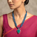 Natural Turquoise Silver Threaded Necklace