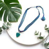 Natural Turquoise Silver Threaded Necklace