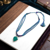 Natural Turquoise Silver Threaded Necklace