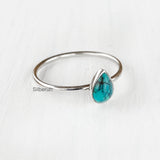 Natural Turquoise Teardrop Silver Ring