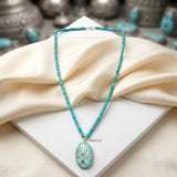 Natural Turquoise Tree of Life Silver Necklace