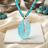 Natural Turquoise Tree of Life Silver Necklace