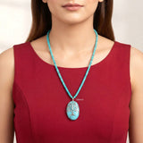 Natural Turquoise Tree of Life Silver Necklace