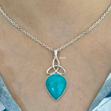 Triquetra knot pendant with natural turquoise in 925 silver