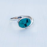 Natural Turquoise Twist Silver Ring