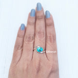 Natural Turquoise Twist Silver Ring