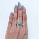 Natural Turquoise Twist Silver Ring
