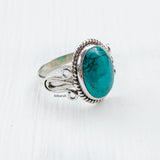 Natural Turquoise Twisted Silver Ring