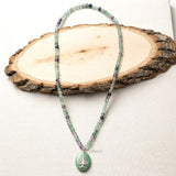 Natural Turquoise & Multi Fluorite Silver Necklace 