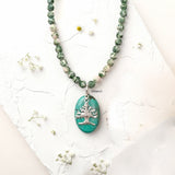Natural Turquoise & Tree Agate Silver Necklace