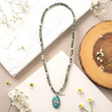 Natural Turquoise & Tree Agate Silver Necklace