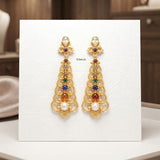 Navratna Silver Gold Finish Earring