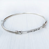Never Give Up Openable Silver Bangle