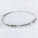 Never Give Up Openable Silver Bangle