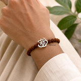 Unisex 925 Silver Om bracelet handcrafted with authentic Rudraksha beads.