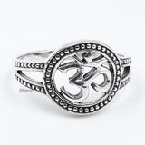 Om Circular Silver Ring