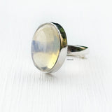Handmade Opalite ring with luminous glow – 925 silver