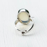 Adjustable Opalite gemstone ring in solid sterling silver