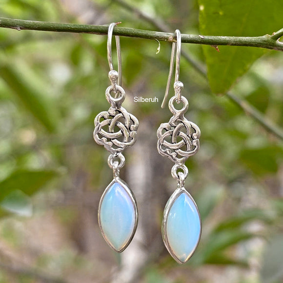 Opalite Celtic Knot Silver Earring
