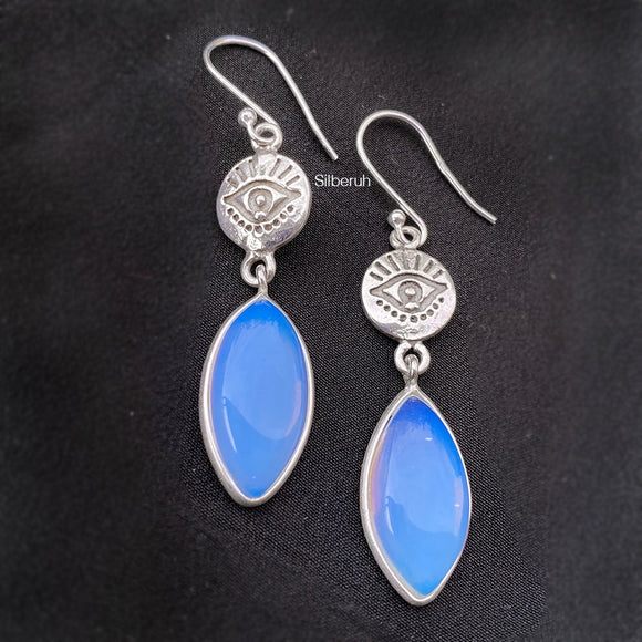 Opalite Evil Eye Silver Earring