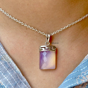 Opalite Facetted Greek Silver Pendant