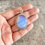Opalite Facetted Oval Silver Pendant