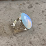 Opalite Facetted Oval Silver Ring