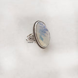 Opalite Facetted Swirl Silver Ring