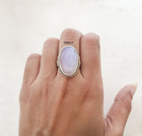 Opalite Facetted Swirl Silver Ring