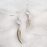 Opalite Feather Silver Earring