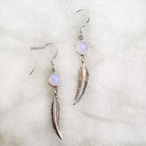 Opalite Feather Silver Earring