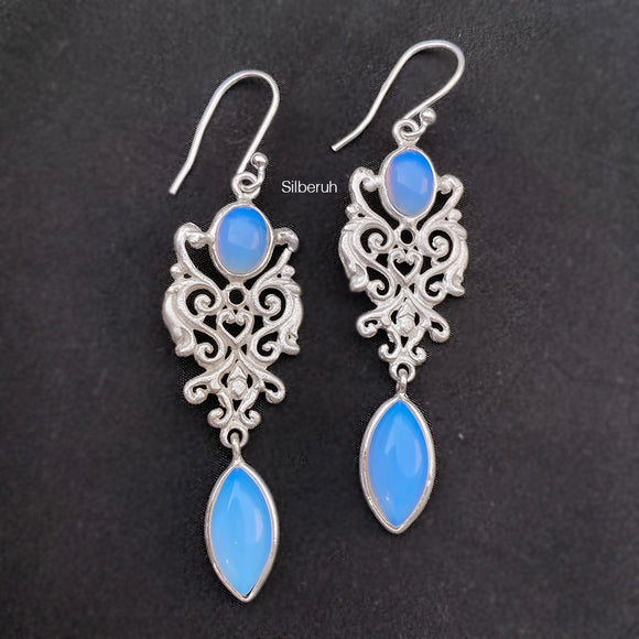 Opalite Filigree Silver Earring