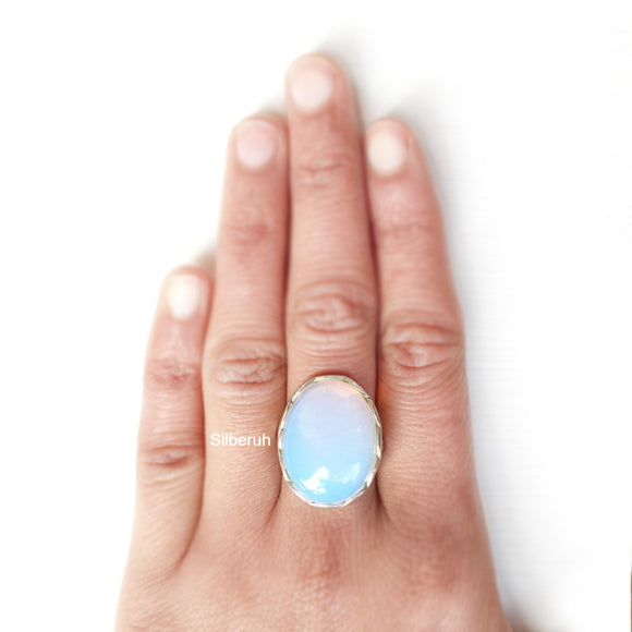 Opalite Knotted Silver Ring
