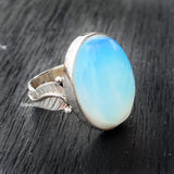 Opalite Leaf Silver Ring