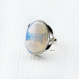 Opalite sterling silver ring for chakra balance and healing