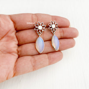 Opalite Phool Silver Earring