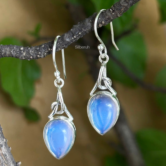 Opalite Silver Knot Earring