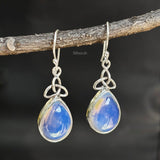 Opalite Triquetra Knot Silver Drop Earring