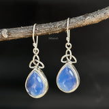 Opalite Triquetra Knot Silver Drop Earring